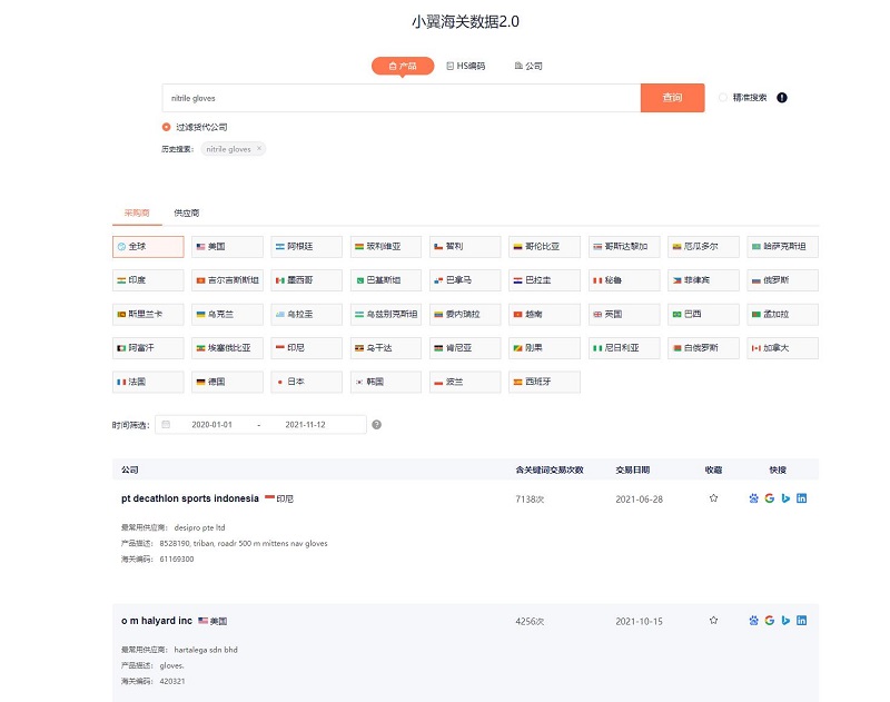小翼外贸 CRM 海关数据 2.0 聚合搜索